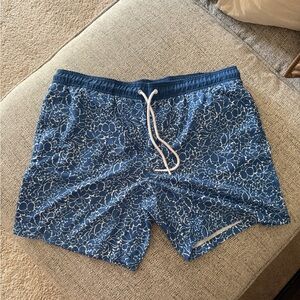 Blue Patterned Men's Swim Shorts